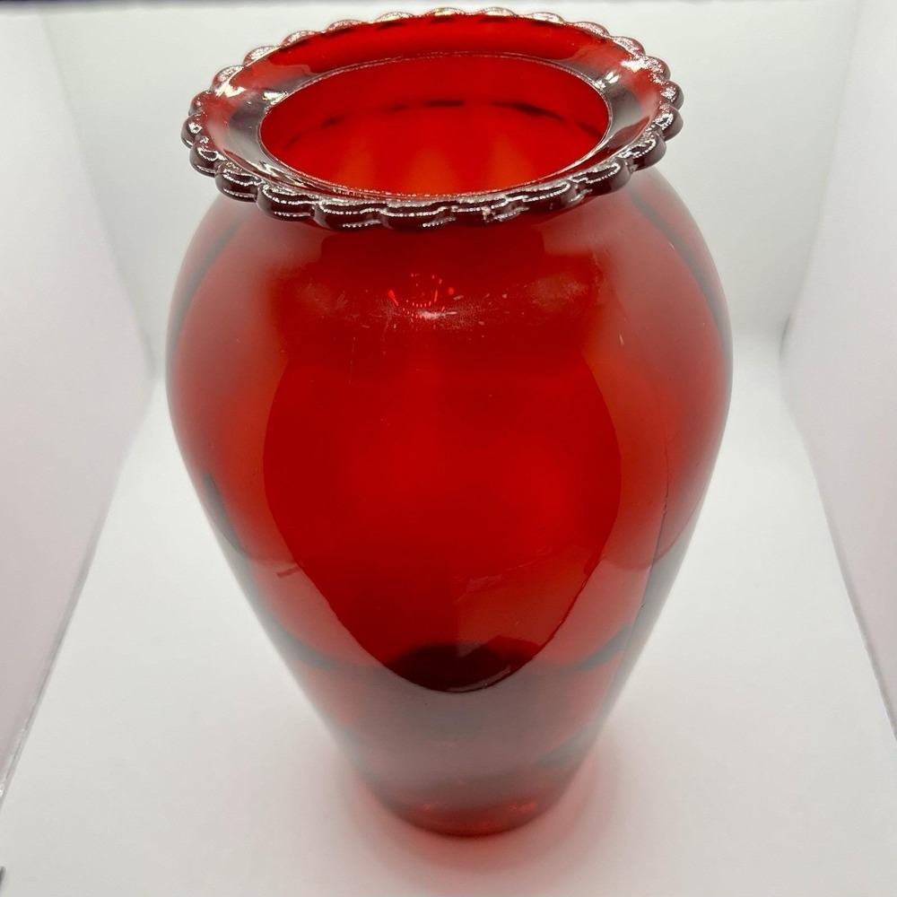 Vintage Garnet Ruby Red Glass Bouquet Vase 9x4.5
